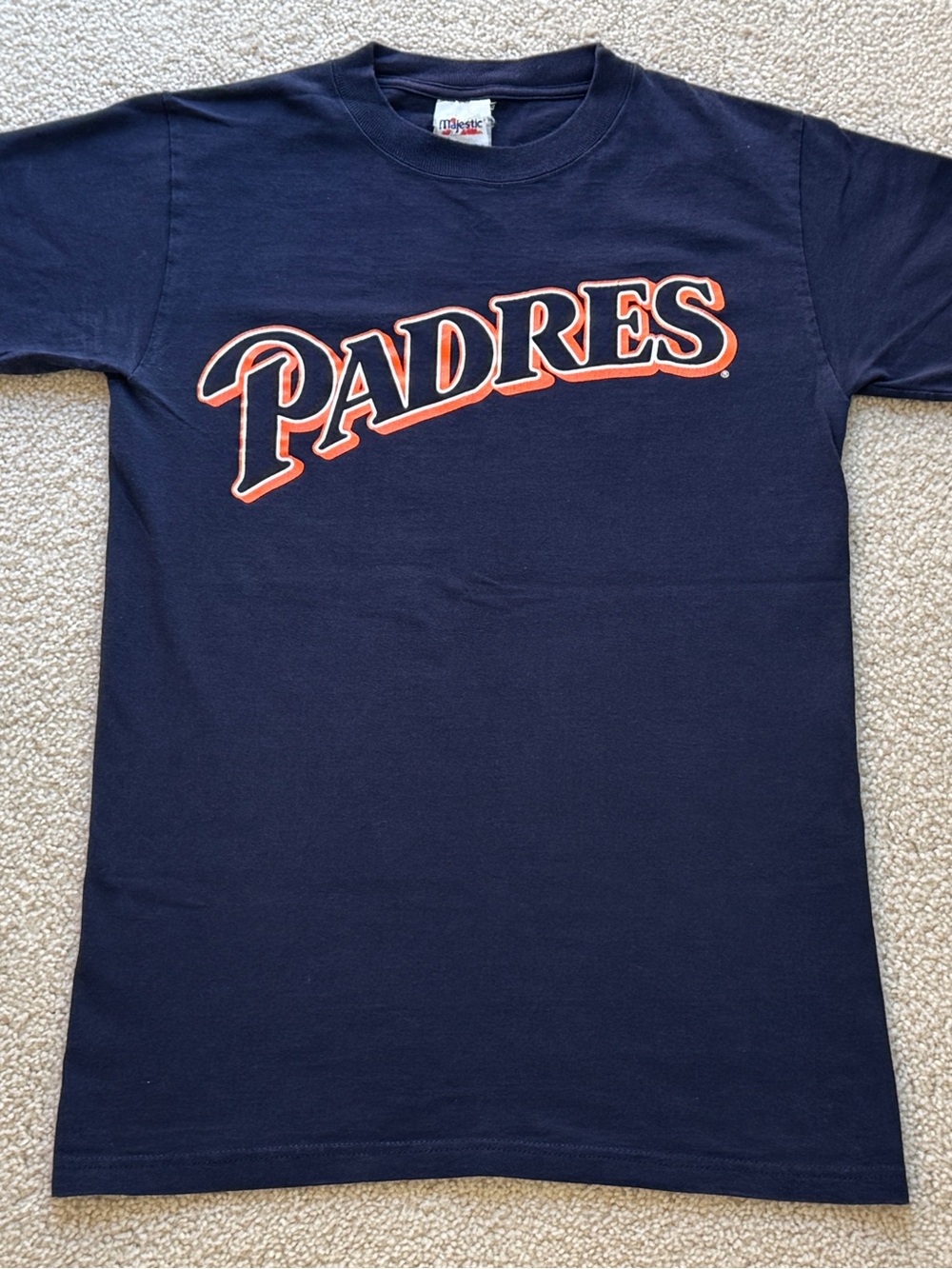 Vintage Majestic San Diego Padres T-Shirt Small Navy Orange Men’s MLB Tee